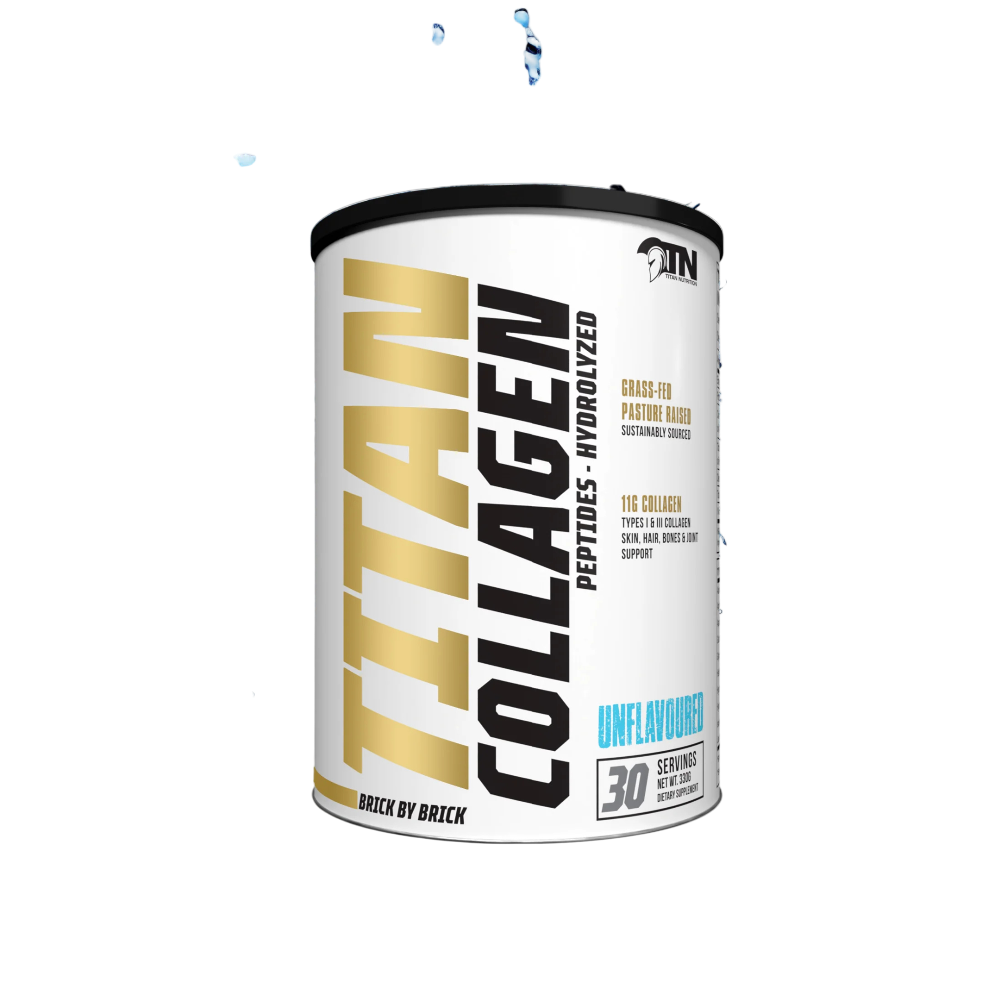 Titan Collagen supplement container on a white background